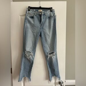 L'AGENCE Light Blue Distressed Straight Leg Jeans
